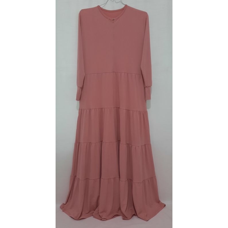 Gamis Jersey Premium Warna Dusty Pink Busui Bahan Jersey Tebal