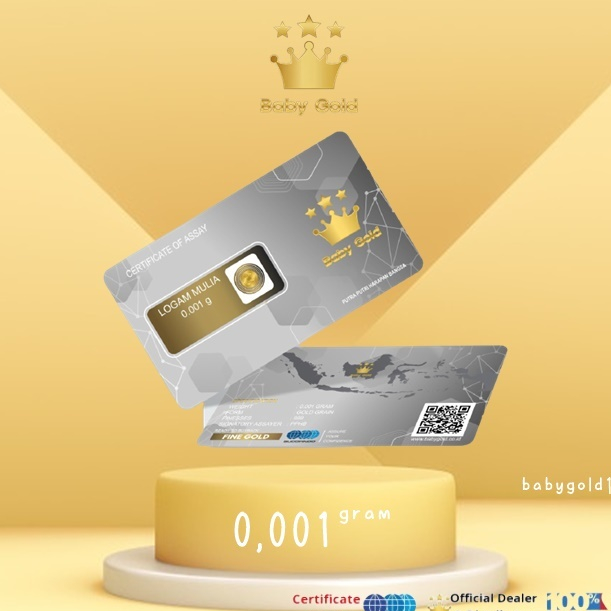 Logam Mulia 24 Karat 0.001 gram Babygold Mini gold Minigram Emas Kecil