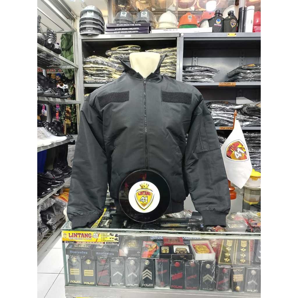JAKET BOMBER POLRI JAKET BOMBER JATAH POLRI HITAM KUPLUK