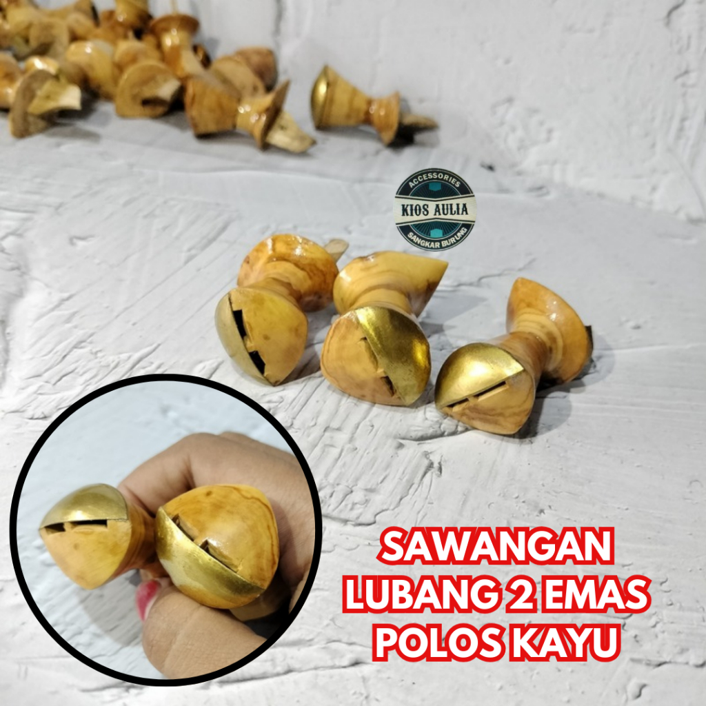 (GROSIR ECER) SAWANGAN LUBANG 2 KAYU KUNINGAN EMAS POLOS BURUNG MERPATI