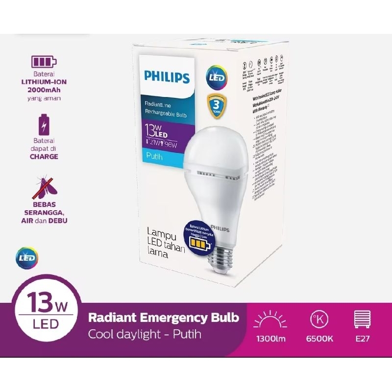 Lampu LED Philips Radiantline Rechargeable 8,11,13 Watt Emergency
