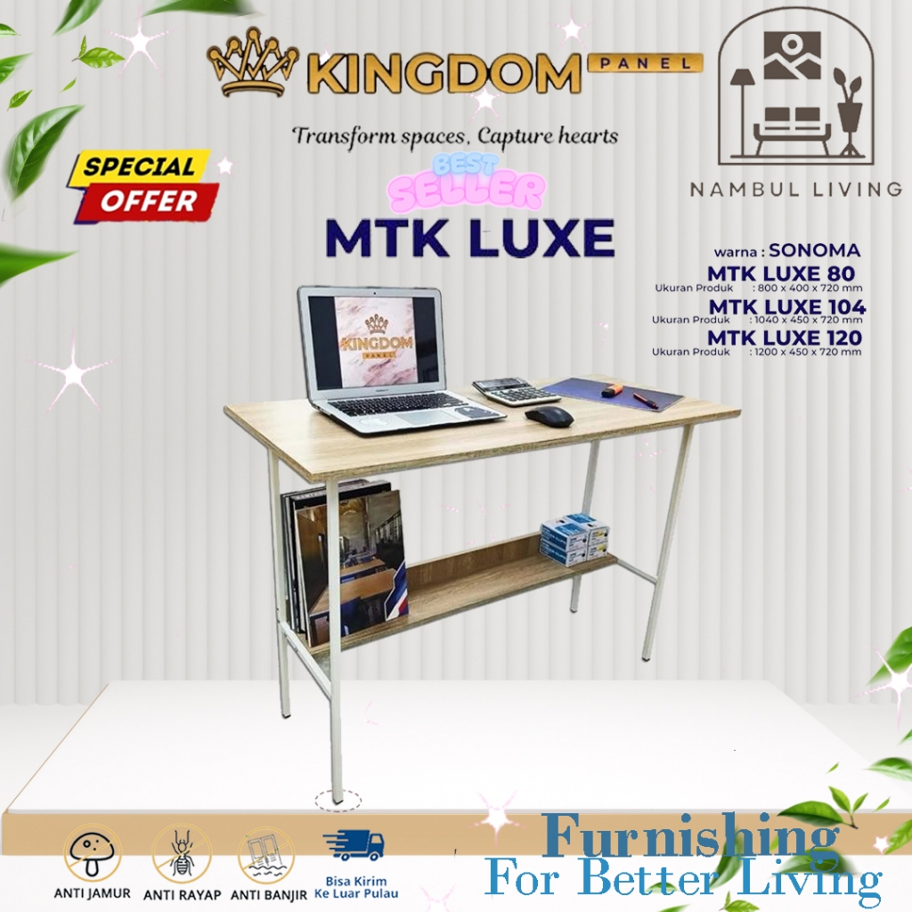 Kingdom Panel Luxe Meja Belajar Kayu Rakit Minimalis
