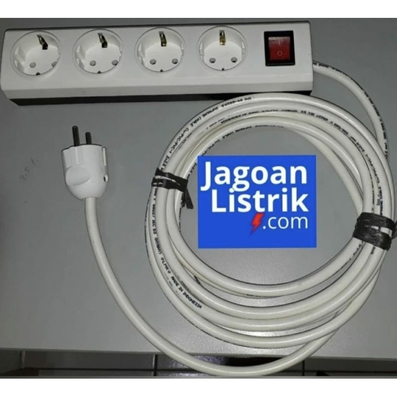 Set Rakit Stop Kontak 4 Lubang Broco + Kabel Supreme + Steker Broco (Panjang Kabel pilih di Varian) 