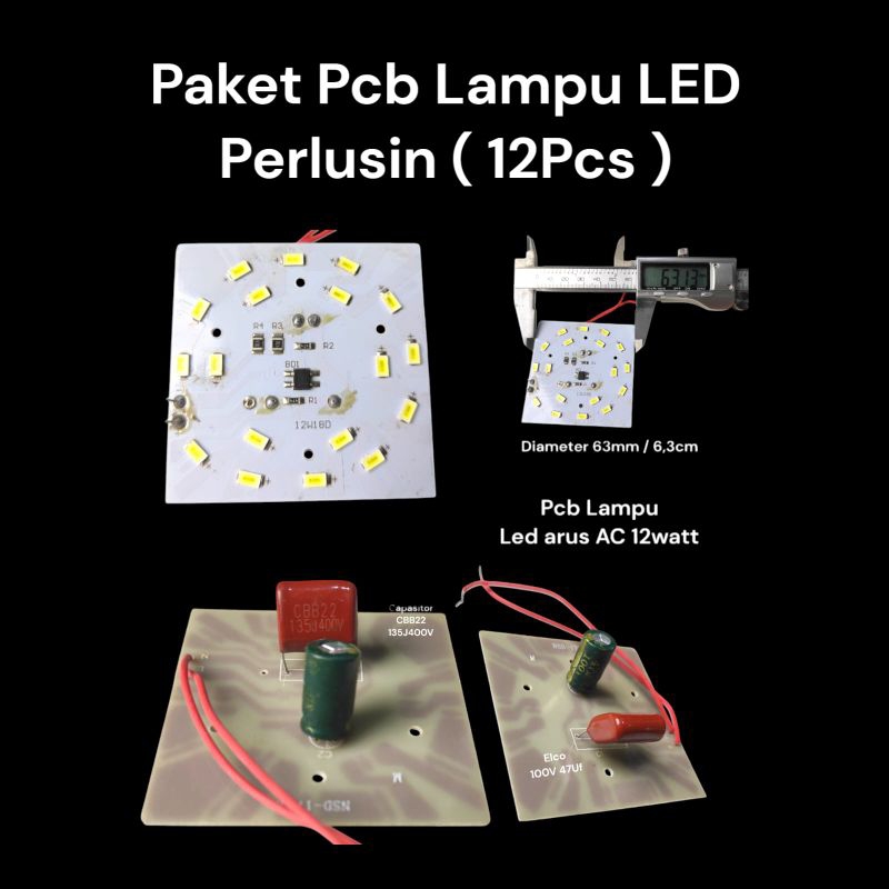 Pcb Lampu LED 12watt Perlusin isi (12Pcs)