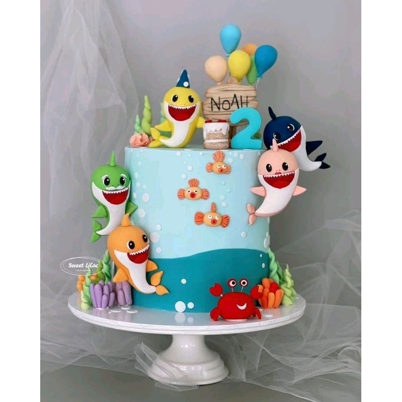 

kue baby shark mix fondant