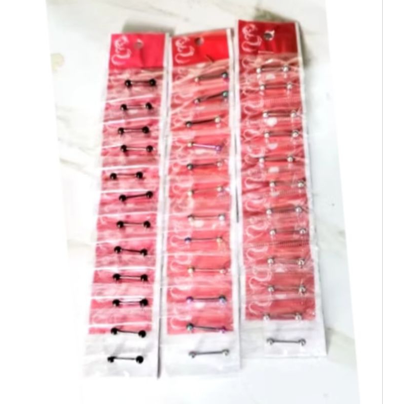 GROSIR 12PCS ANTING BARBEL MINI 1CM ANTING PRIA/WANITA ANTI KARAT