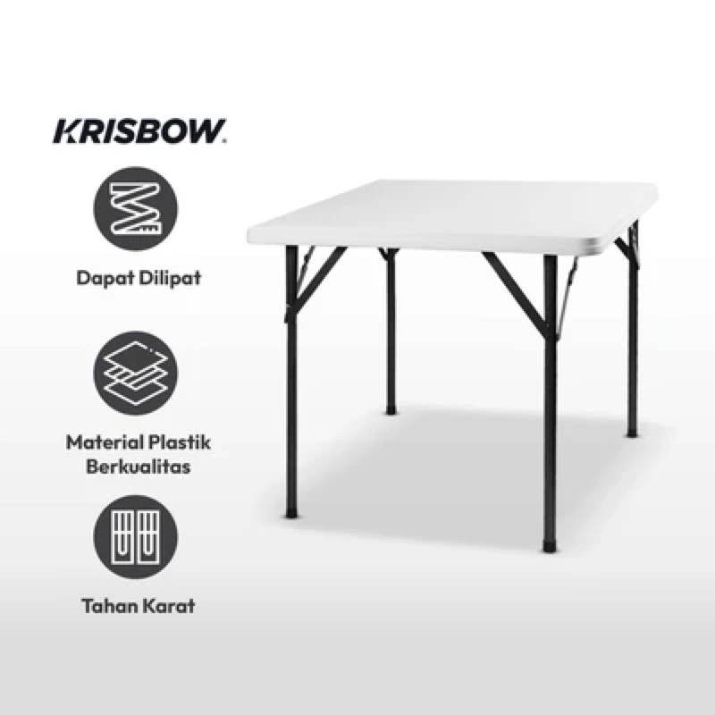 Krisbow 86x86 Cm Meja Lipat - Putih/abu-abu