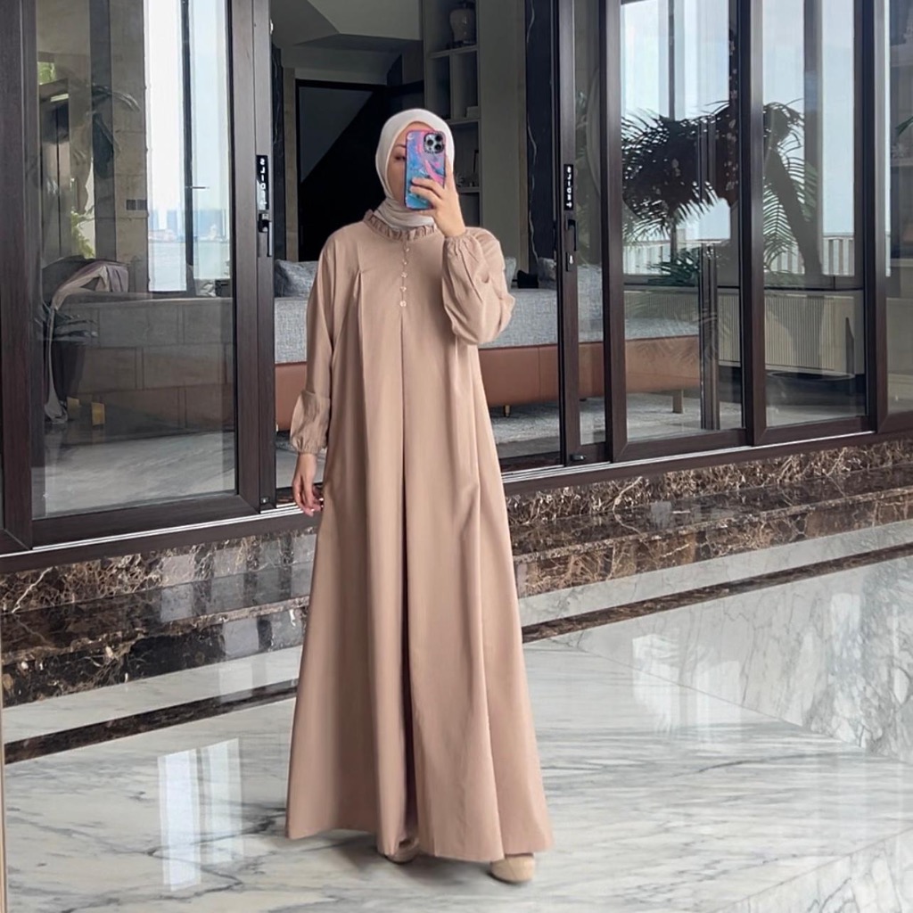 Alisa Dress B5010244  premium by SONIA | gamis wanita basic polos full kancing | atasan muslim lenga
