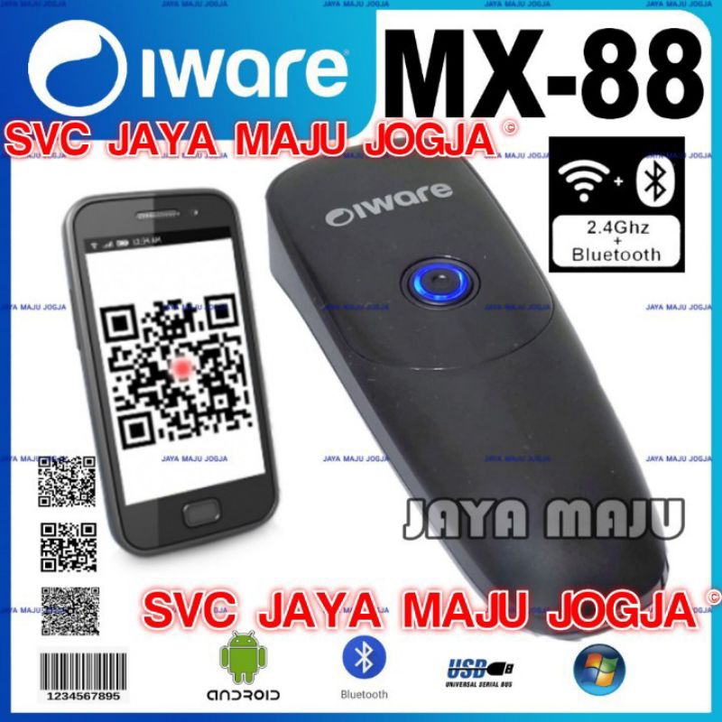 IWARE  MX-88 - BLUETOOTH USB WIRELESS - 2D 1D  ||  BARCODE SCANNER - HANDHELD - CMOS IMAGER  ||  MX8