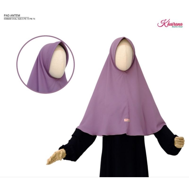 Khimar Khairana Size S pad antem yoris warna ungu salem