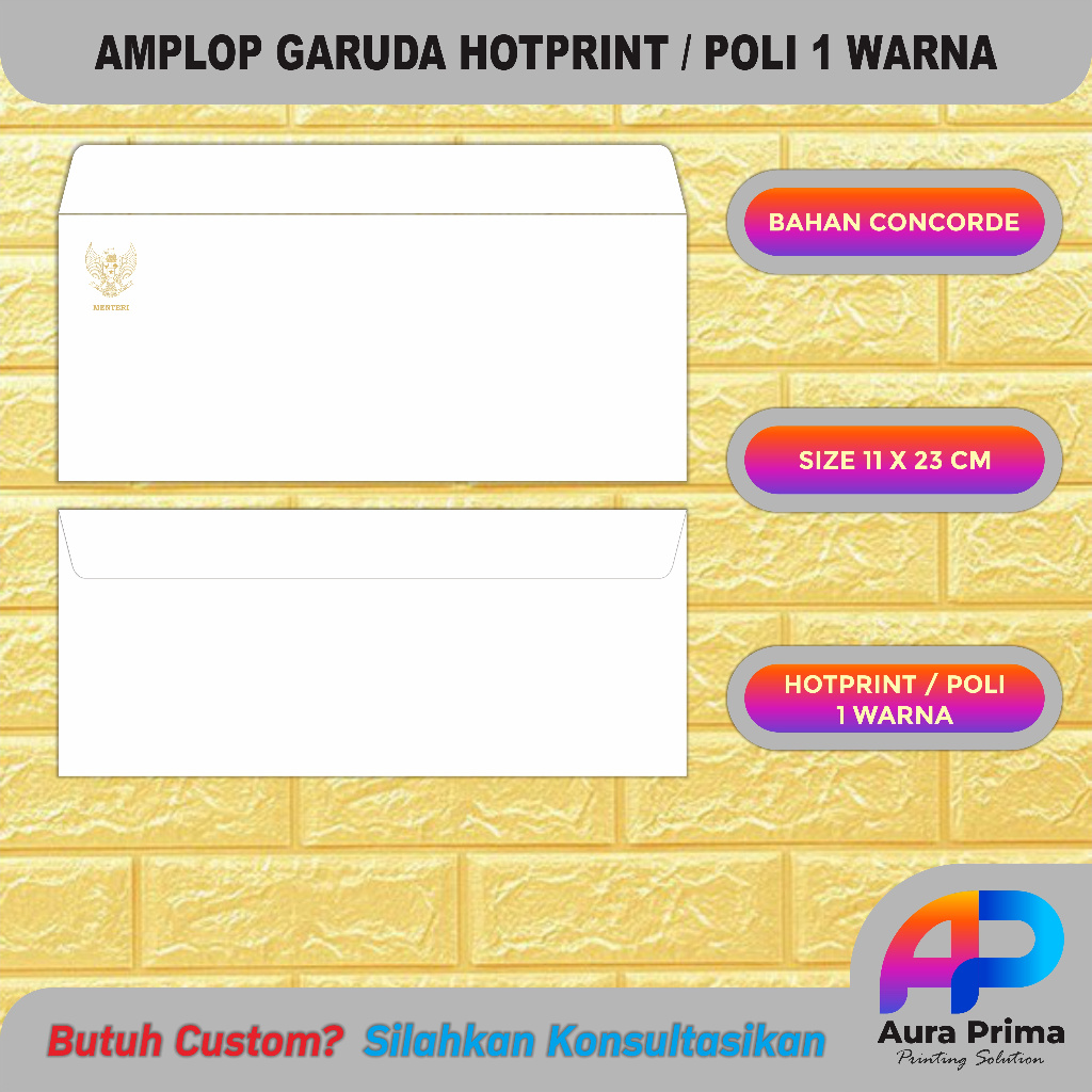 

Amplop Garuda Hot Print / Poli 1 Warna ( Concorde )