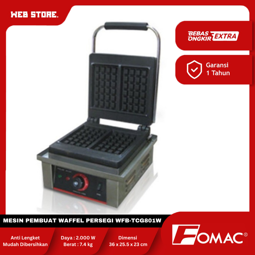Mesin Pembuat Waffle Maker Kotak Wafel Listrik Fomac WFB-TCG801W