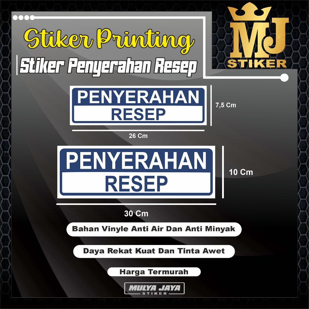 

PROMO Mulya Jaya Stiker Penyerahan Resep / Stiker Obat / Stiker Apotek / Stiker Klinik / Stiker Puskesmas