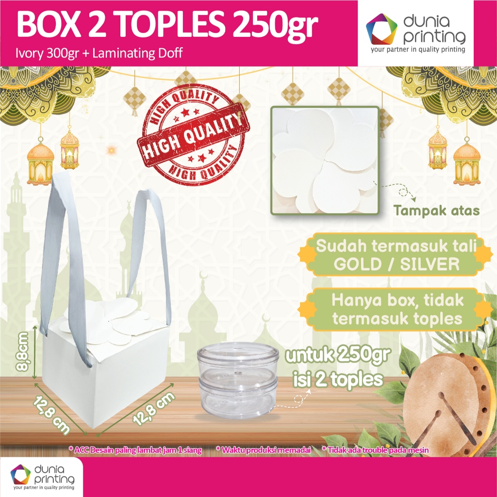 BOX Toples kue 250gr - isi 2 toples 250gr Kotak Kue Kering Parcel