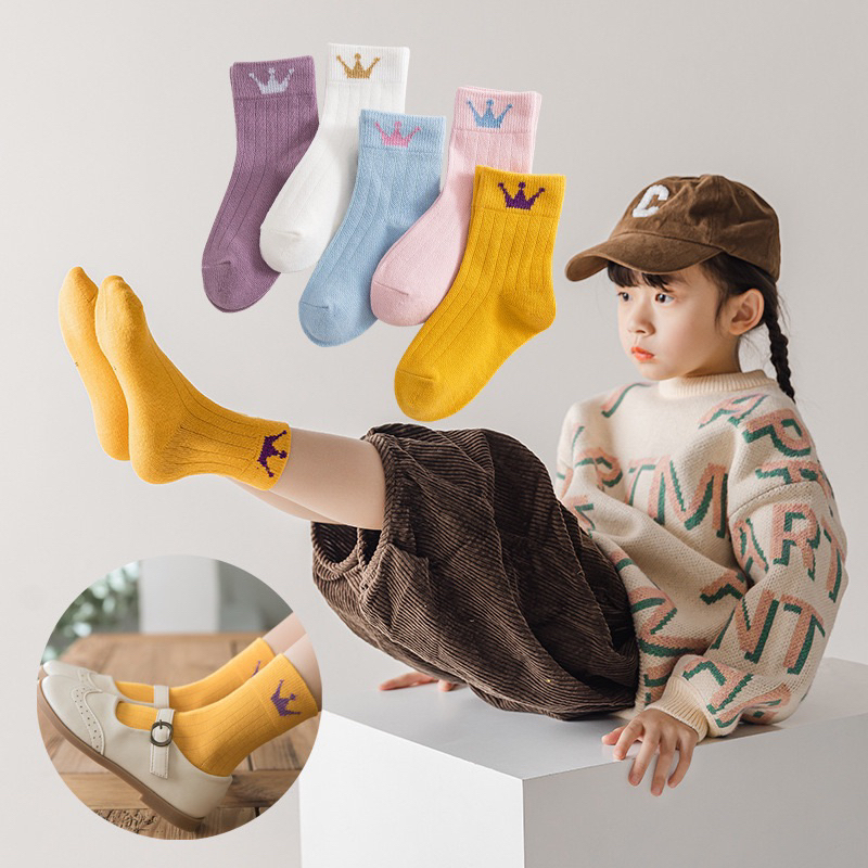 ZA 121- PREMIUM THICK ‼️ [ 1 - 12 TAHUN ] IMPORT KAUS KAKI ANAK PEREMPUAN PRINCESS KUNING / PUTIH / 