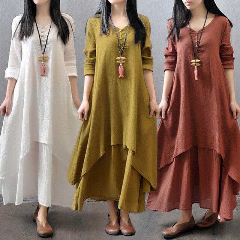 Dress Wanita Kekinian Bahan Rayon Crinkle Premium