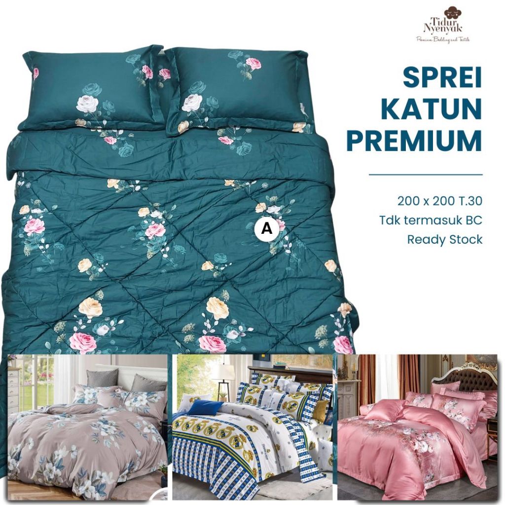 SPREI KATUN JEPANG PREMIUM UKURAN 200X200 KATUN JEPANG REACTIVE HALUS LEMBUT SPREI 200x200x30