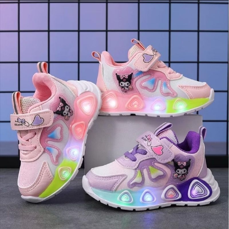 Sepatu Anak Perempuan Import Sepatu LED KUMILOVE Sneaker Lampu Size 21-30 Sepatu Anak Perempuan Usia