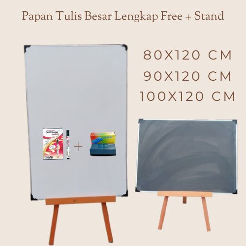 

Whiteboard+Standing Kayu Besar 90 cm - Penyangga Papan Tulis Gratis Spidol dan Penghapus