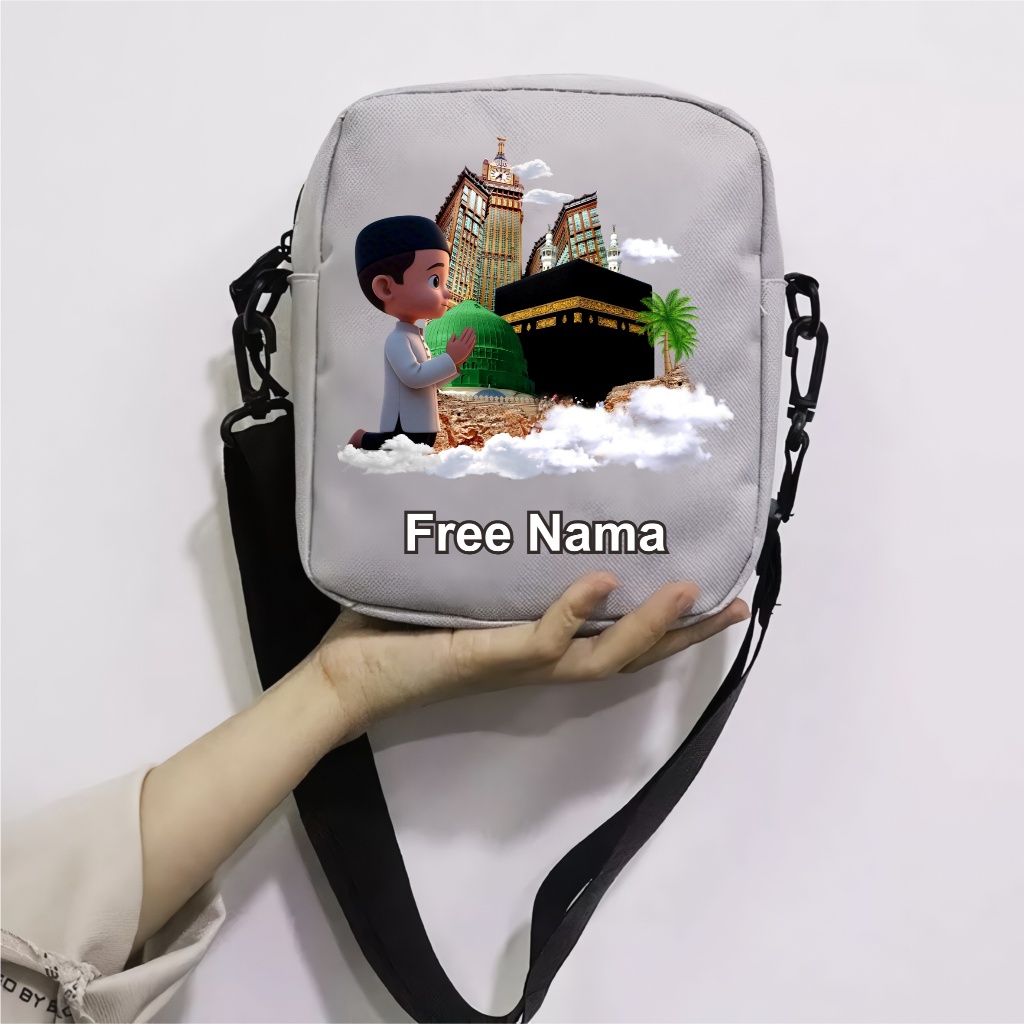 Selempang Anak Tas Untuk Mengaji Karakter Mekah & Madinah 3D Unisex