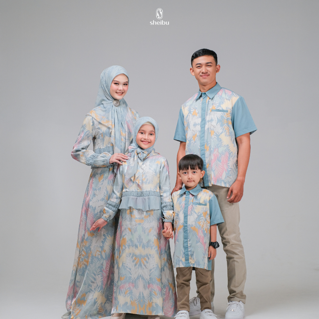 Sheibu Raya 2025 - Tropica Sarimbit Series Lebaran Gamis Wanita Printing Muslim Couple Keluarga