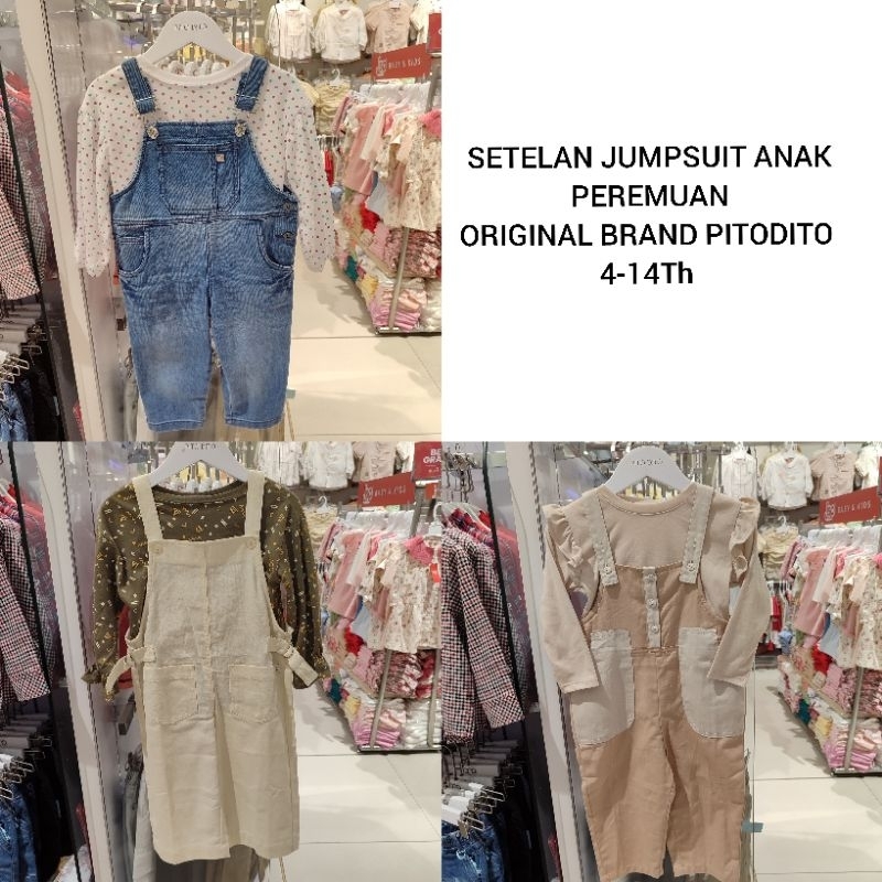 SETELAN OVERALL ANAK PEREMPUAN ORIGINAL BRAND PITODITO  (4-14TH)