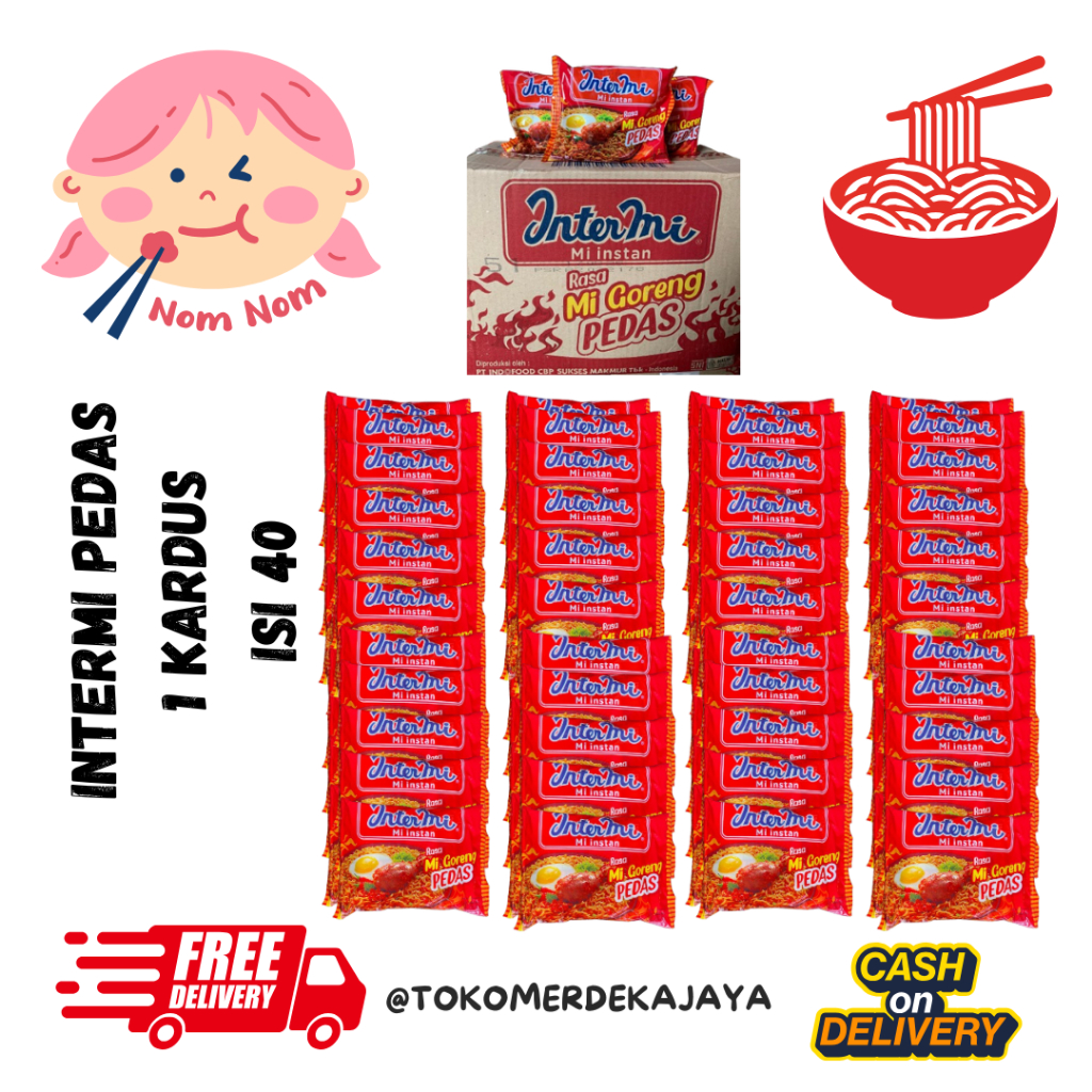 

(1 DUS) MIE INTERMIE GORENG ORI PEDAS MIX ISI 40 PCS Instan Noodles