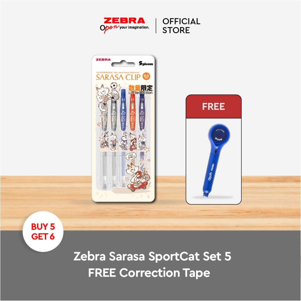 

Zebra Sarasa Pulpen Gel 0.5mm Limited Edition - Sports Cat Series - isi 5 piece