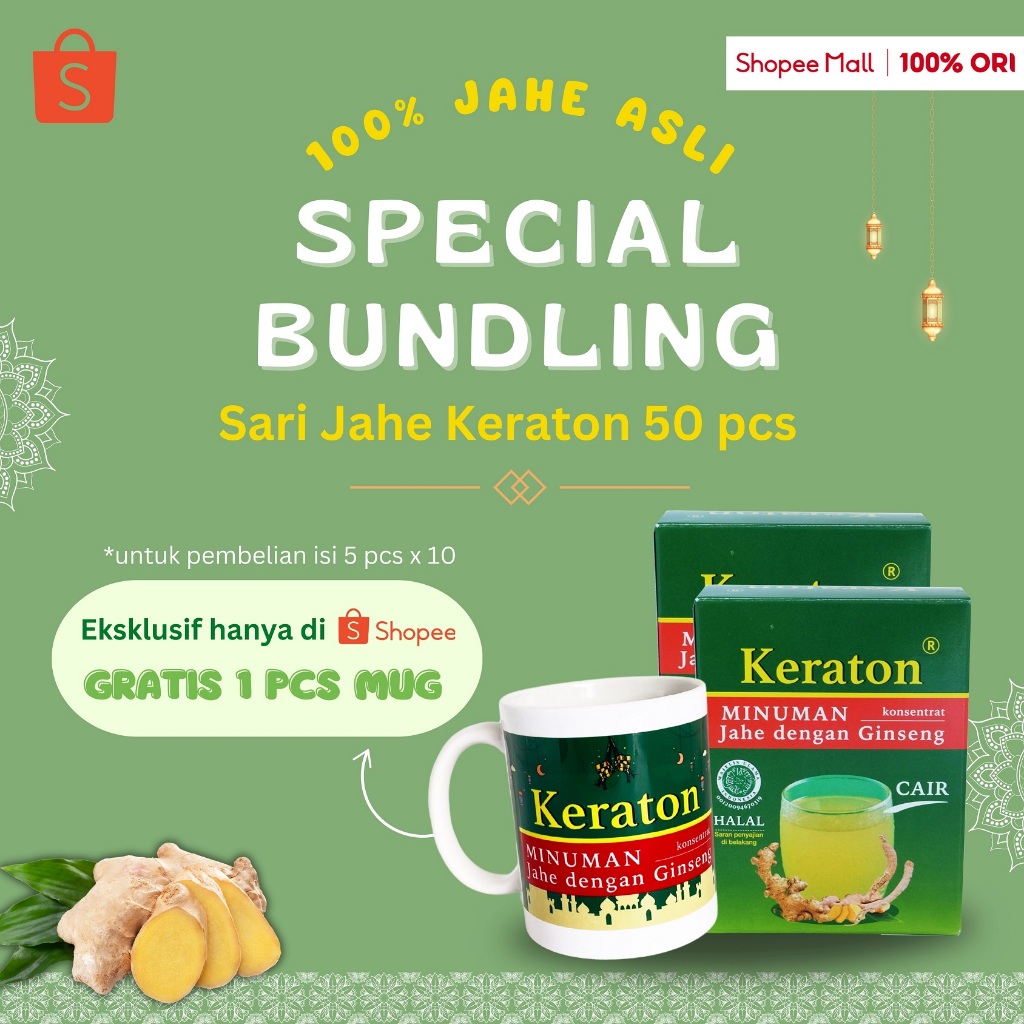 

Keraton - Sari Jahe Cair 50 Sachet [Bundling Ramadhan Isi 5 Sachet dan Free Mug]