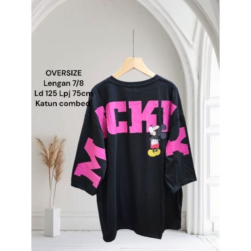 KAOS WANITA OVERSIZED XXXL Lengan 7/8/Atasan HIJAB WANITA/Baju VIRAL/LD 125