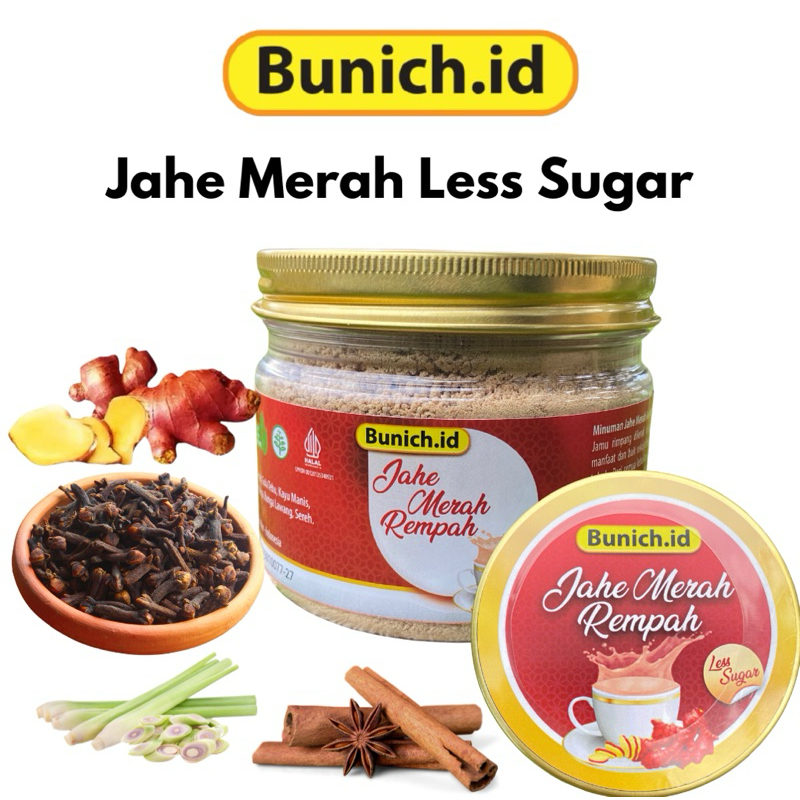 

JAHE MERAH INSTAN LESS SUGAR SERBUK / BUBUK / POWDER - RED GINGER LESS SUGAR 350 GRAM - BUNICH.ID