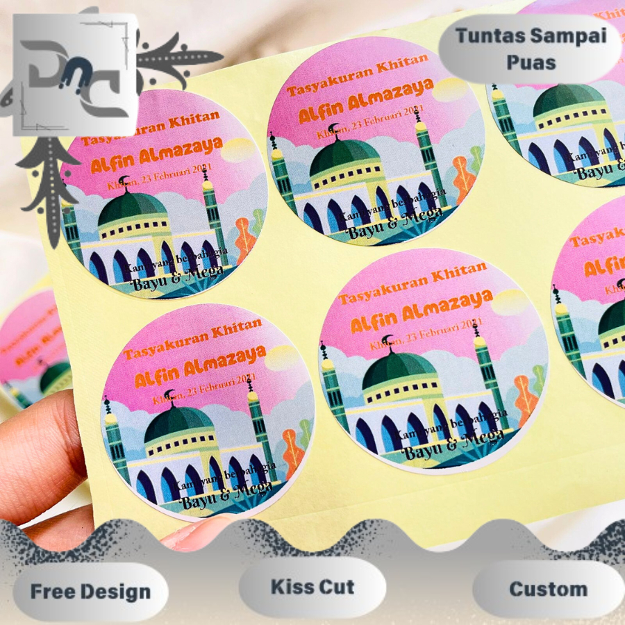 

2-4 Kartu Syukuran Walimatul Khitan Sunatan Free Desain Sticker Label Bulat Tasyakuran Khitanan