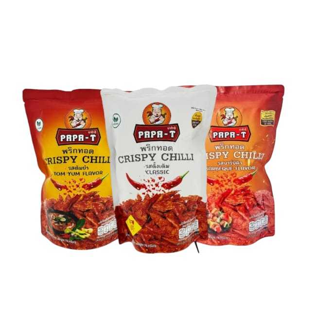 

Papa-T Crispy Chilli Cemilan Thailand Halal Vegan Vegetarian Snack Import Enak Kerupuk Cabe Kering Enak- Varian Tom Yum