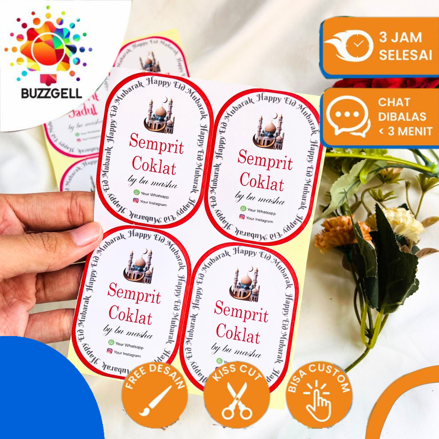 Stiker Label Oval Untuk Kemasan Kue Toples sticker kue lebaran free desain bahan chromo