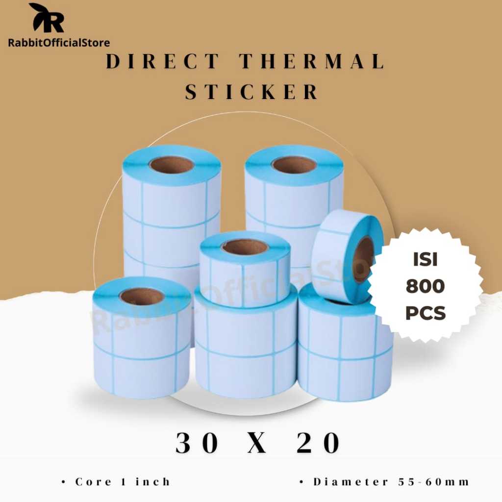 

DIRECT THERMAL STICKER [30x20 MM] KERTAS LABEL STIKER BARCODE 1 LINE 800 PCS