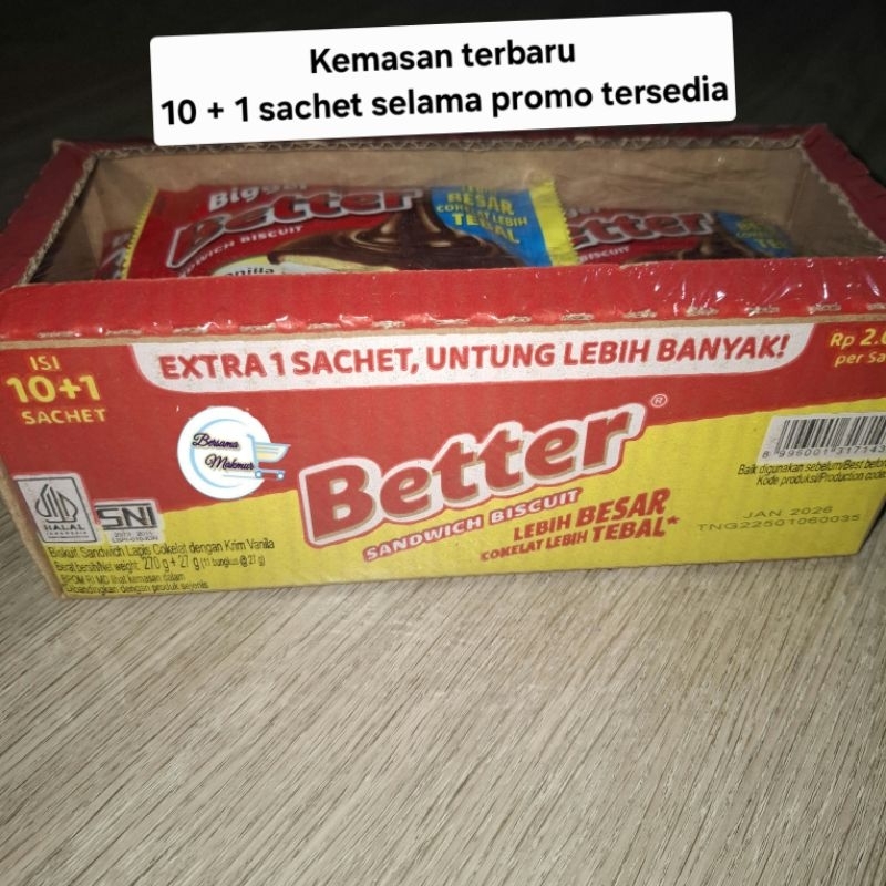 

BETTER sandwich biskuit @ 27g (1renceng isi 10 biskuit)