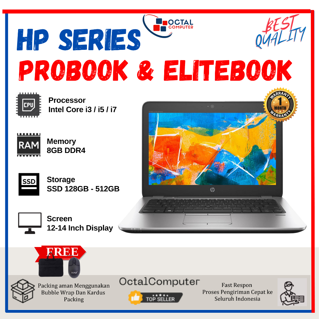 Laptop Hp Probook / Elitebook  11 G / 820 G3 / 840 G4 / 840 G5 -  Core i3 / i5 / Ram 16GB / SSD 1TB 