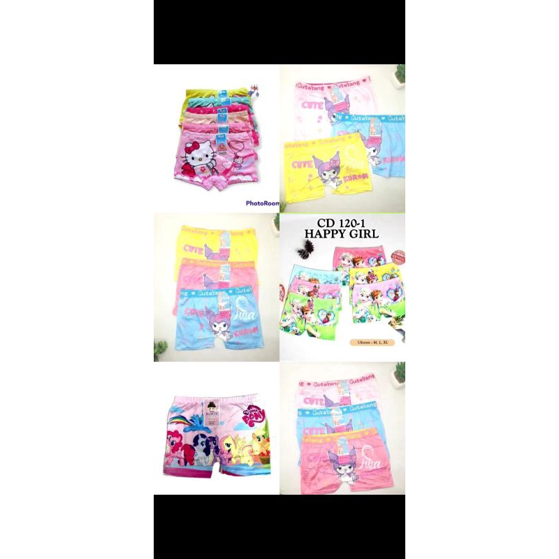 celana dalam boxer cewek 12PC | CD anak cewek boxer motif karakter | sempak anak perempuan cantik