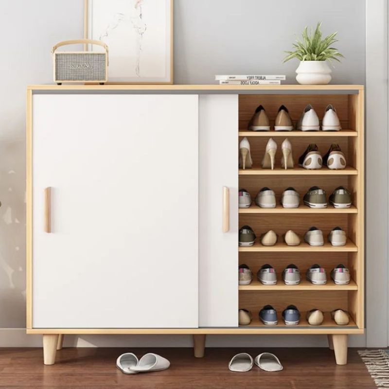 ALMARI SEPATU KAYU JATI CAT DUCO