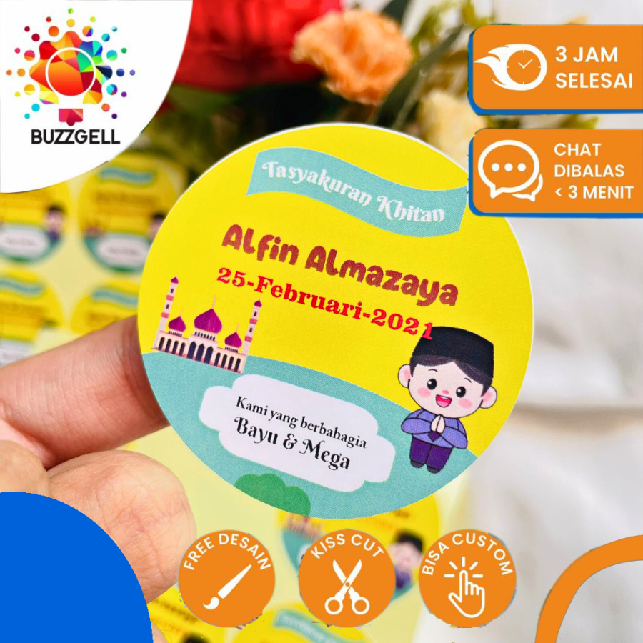 

2-6 stiker khitanan bahan chromo sticker sunatan free desain req kata kata dan foto