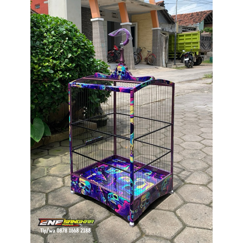 sangkar burung, sangkar kenari, sangkar ruji fiber, sangkar decal kenari,