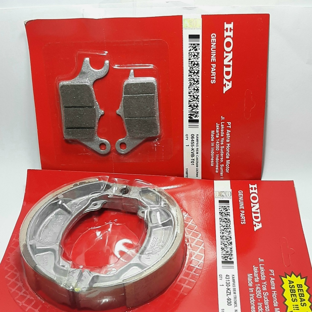 SATU SET Kampas rem set belakang depan beat fi scoopy vario 125 deluxe KZL KVB T01