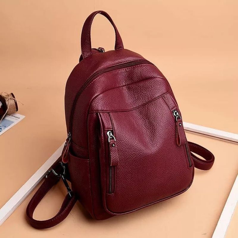 TAS RANSEL WANITA KULIT  SAPI ASLI PAPIRUT GARUT