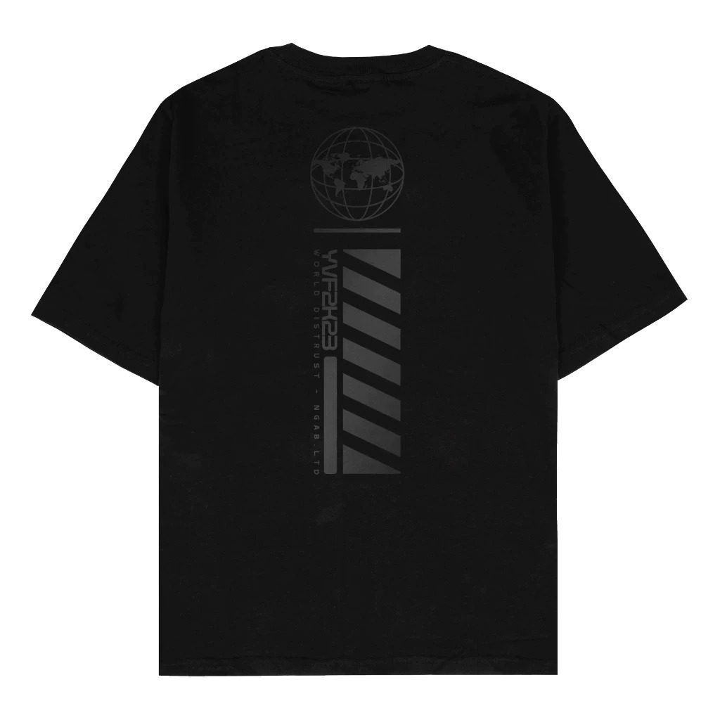 Ngab Kaos Baju Distro Ngab World Distrust Black to Black Hitam Unisex Pria Wanita Cotton Combed 24s