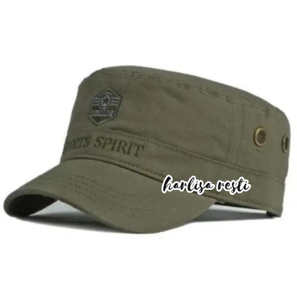 COD Topi Terbaru Komando SPORT SPIRIT Pria| Topi Komando Polos / Topi Komando Army Lidah Pendek / To