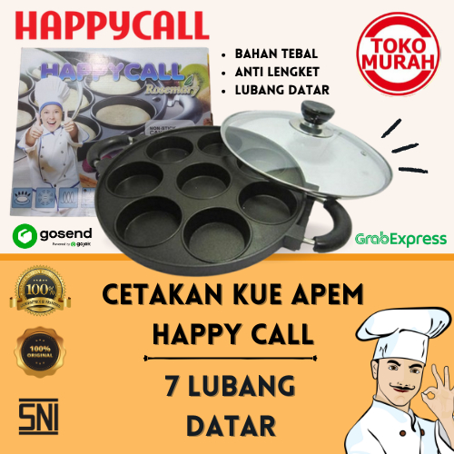 Cetakan Kue Apem/Martabak Mini/Dorayaki/Takoyaki 7 Lubang Datar HAPPYCALL Anti Lengket