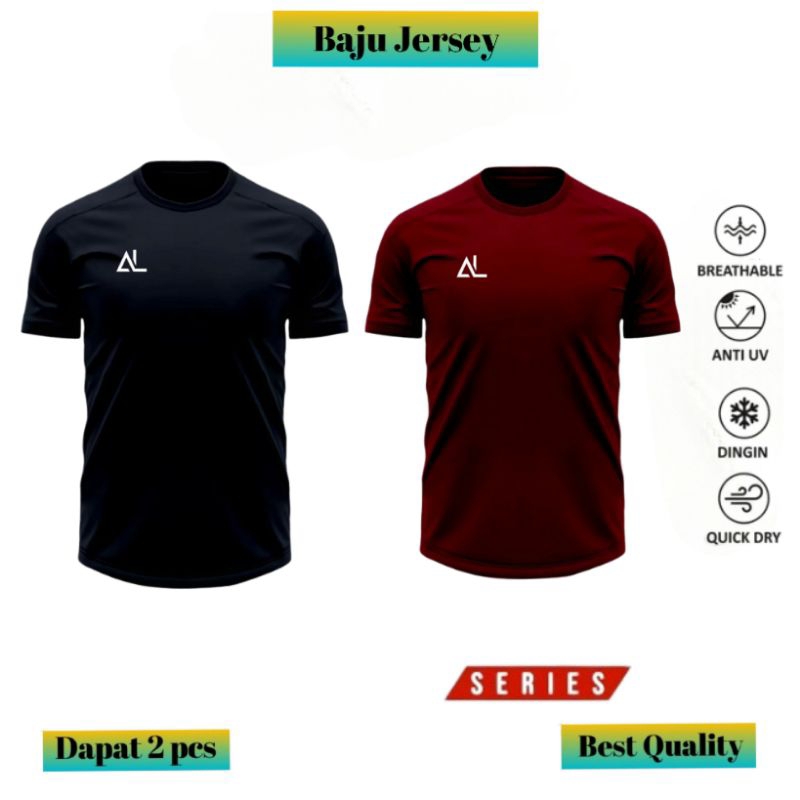 2 PCS Baju Jersey Kaos Olahraga Lari Pria Wanita Sport Futsal Lari Voly Gym Basket Senam
