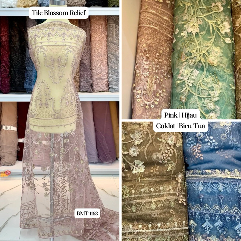 Tile Blossom Relief 3 Tone | Kain Motif Bunga 3 Warna BMT 1168