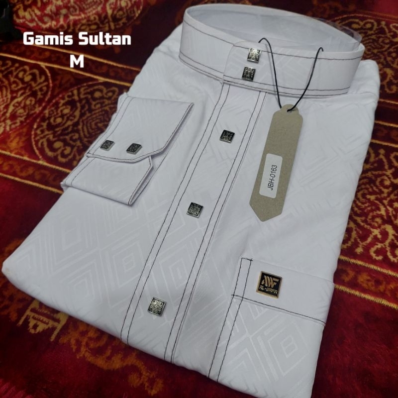 Gamis PUTIH lengan PANJANG AL-WAFA SULTAN EMBOS kancing MANIK MANSIT untuk DEWASA / gamis PUTIH baha