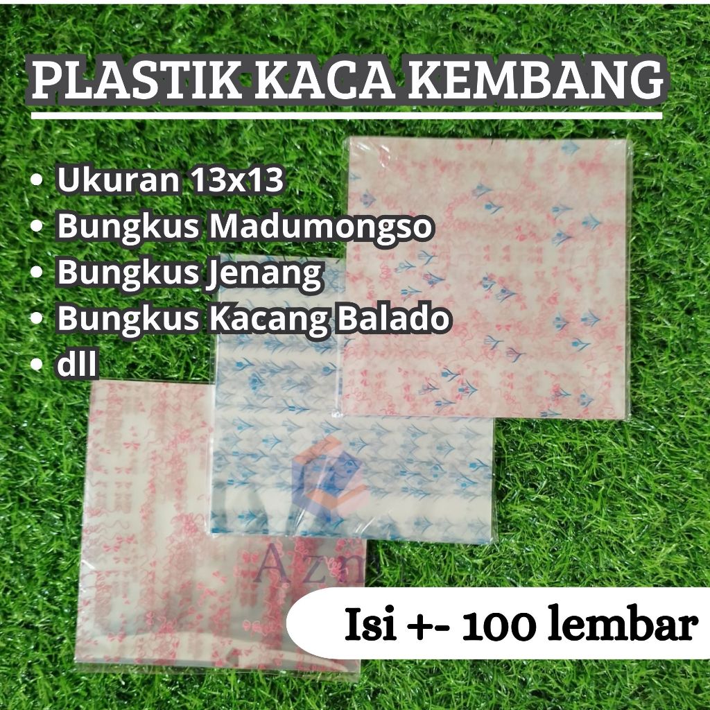 Plastik Madumongso Potong Ukuran 13x13 Isi 100 Lembar Plastik Kaca Kembang Potong Bungkus Jenang